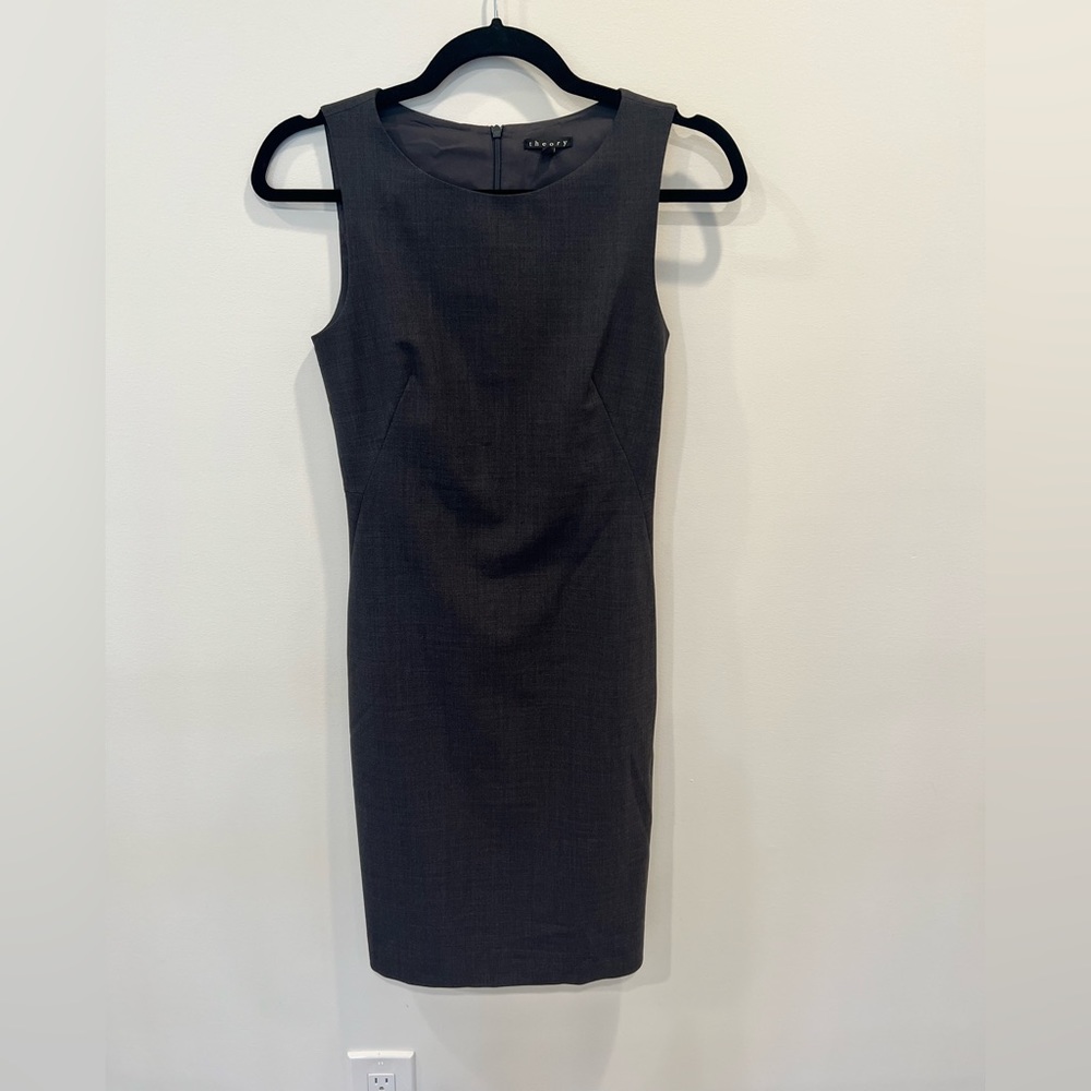 Theory Charcoal Gray Sleeveless Sheath Dress